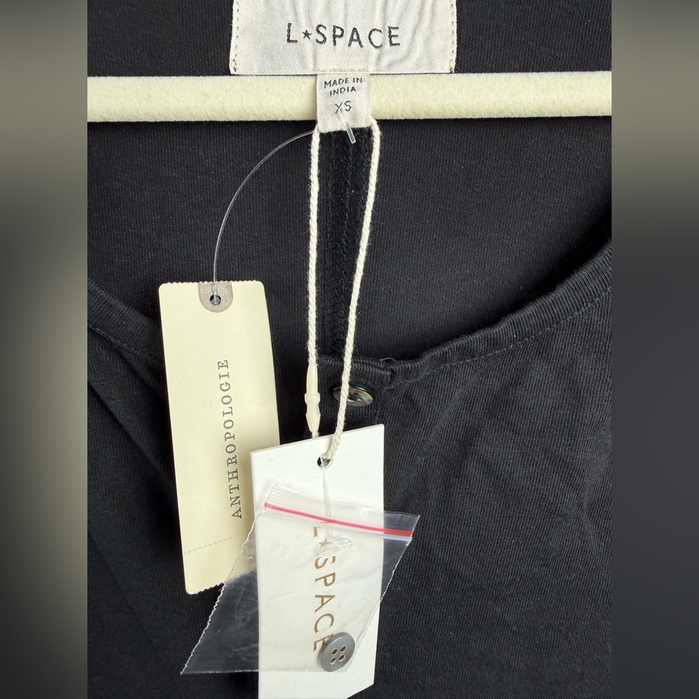 LSPACE x Anthropologie Black Maxi Dress XS NWT Button Front 100% Cotton - Picture 7 of 8